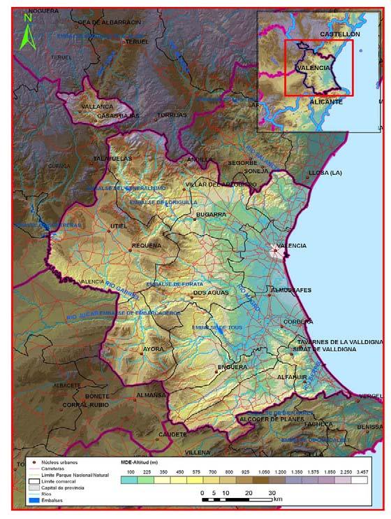 Provincia de Valencia Figura 1-1: Mapa de relieve,