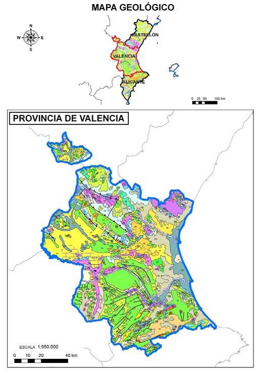 Provincia de Valencia Figura 1-3: Mapa de geología de la provincia