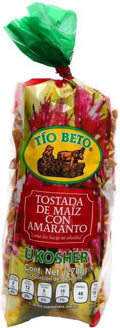 Tostada De maíz con Amaranto CÓDIGO BARRAS 7503012278076 CORRUGADO No aplica.