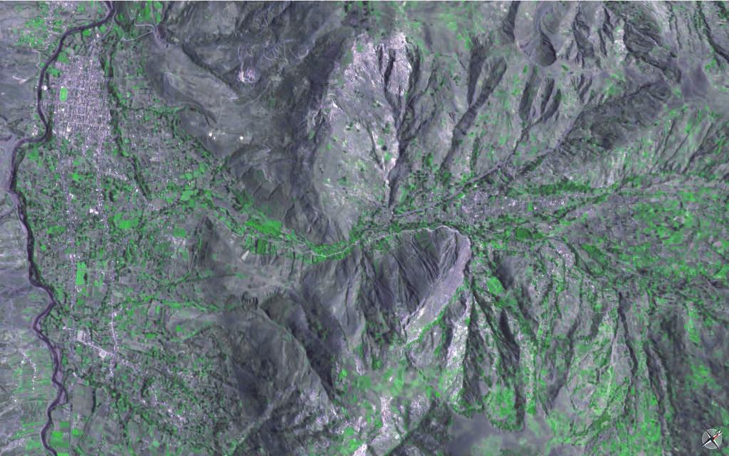 74 Imagen 29 Vista satelital 3D del valle del río Chucchun, se aprecía el gran depósito aluvional en la
