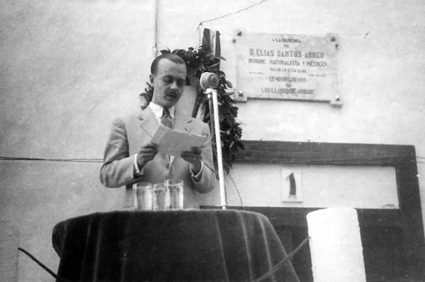 El oficio de cronista en Santa Cruz de La Palma Intervención de Manuel Henríquez Pérez en el homenaje a Elías Santos Abreu en Los Llanos de Aridane. 1951.