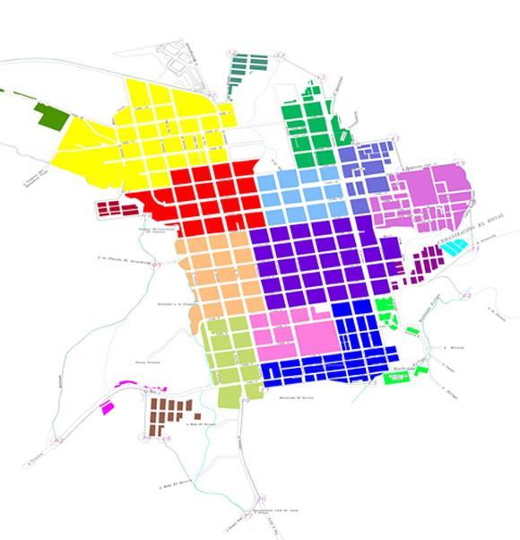 Figura 3. División político administrativa área urbana. 2014. Extensión: 3.