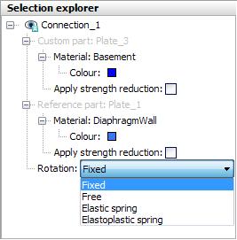 The options available for the rotation are shown in (Figure 71: Properties of a connection in the Selection explorer (on page 105)).