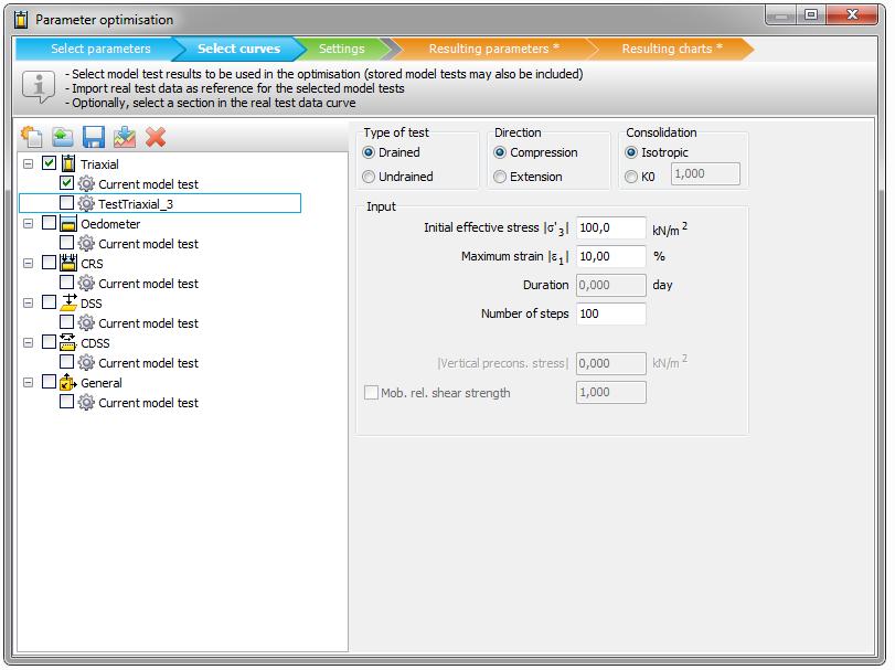 Material properties and material database Simulation of soil lab tests All test data can be saved, by clicking on Save to file button.