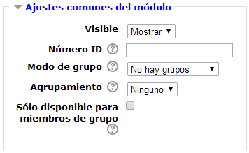 Trabajar con grupos. Manual de Moodle 2 Al crear una Actividad, se presentará la página de configuración de la misma.