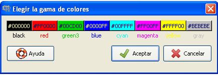 112 - Colores Podemos acceder al nombre de los colores disponibles,