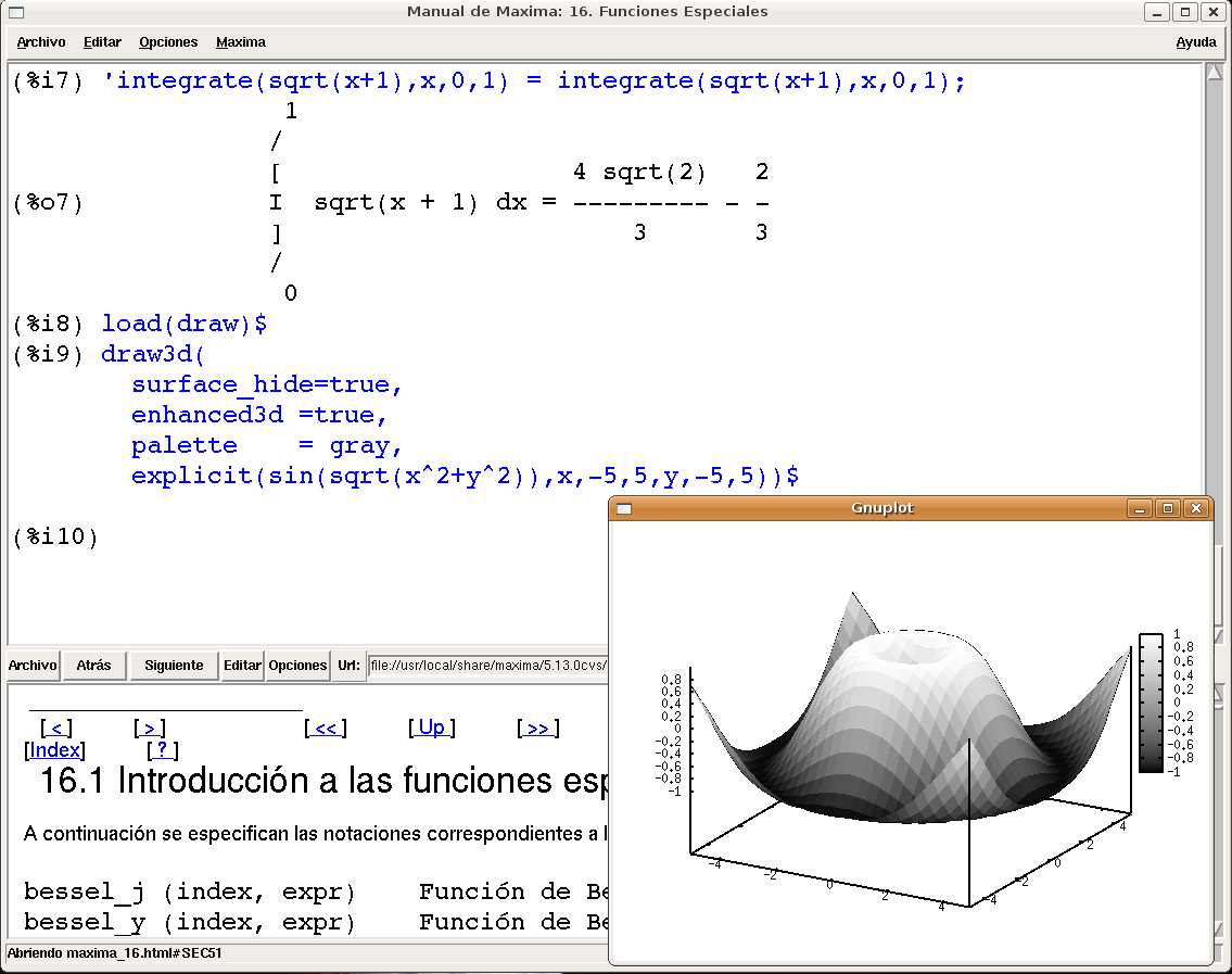 10 CAPÍTULO. DESPEGANDO CON MAXIMA Figura.: Xmaxima, el entorno gráfico basado en tcl-tk.