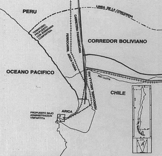 le acarrea dicha situación. Figura 25: Croquis del corredor propuesto por Chile a Bolivia, 1975.