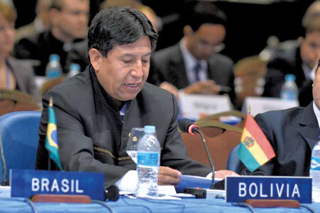 Figura 63: Canciller del Estado Plurinacional de Bolivia, David Choquehuanca durante la 44 Asamblea General de la OEA en Paraguay.
