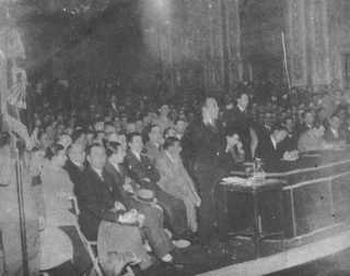 Frontera (Cádiz) José Antonio durante su intervención en un mitin falangista en el teatro
