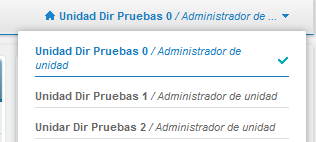 Una vez autorizado en el portal (logado) el usuario deberá elegir su administración pública dentro del listado de unidades a las que tiene acceso.