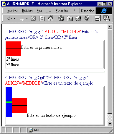 Imágenes y color en el WWW align=bottom: Alinea la parte inferior de la imagen con la parte inferior de la línea de texto.