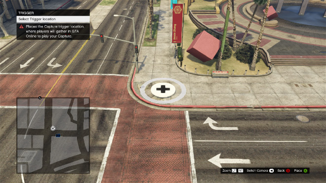 GTA Online Creador de capturas 6 También puedes controlar la ubicación de armas, accesorios, vehículos y actores adicionales, así como la zona de puntuación o "zona de captura" de cada equipo.