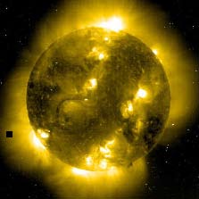 Figura 2. Promedios mensuales del número de manchas solares. Se observan los ciclos solares del número 1 al 23. El primer ciclo solar empezó en 1755, en 2007 inició el ciclo 24.
