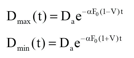 30) La constante de difusión se considera que decrece exponencialmente con la exposición o con el ritmo de polimerización (recordar que F 0 =