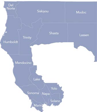 Nuestra área de servicio Condados de Del Norte, Humboldt, Lake, Lassen, Marin,