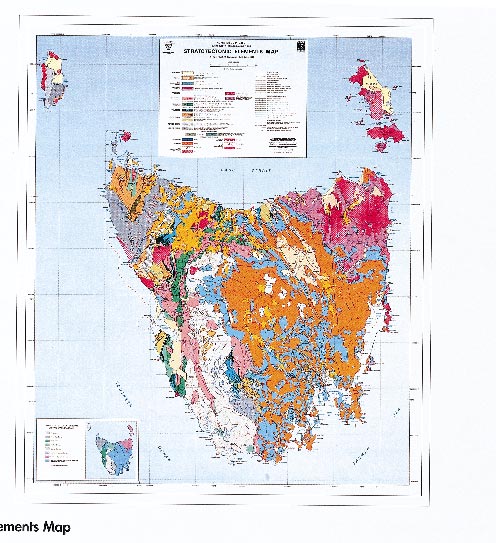 ESRI telecomunicaciones y medio ambiente En el mapa reproducido se introdujo la información geológica digital correspondiente a Tasmania, parte de un proyecto nacional de cartografía.