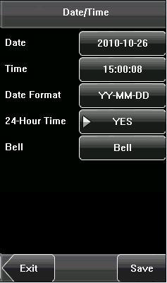 Formato de fecha: podemos definir el tipo de formato de fecha va usar el lector. Modo 24 horas: podemos definir el formato del reloj del lector.