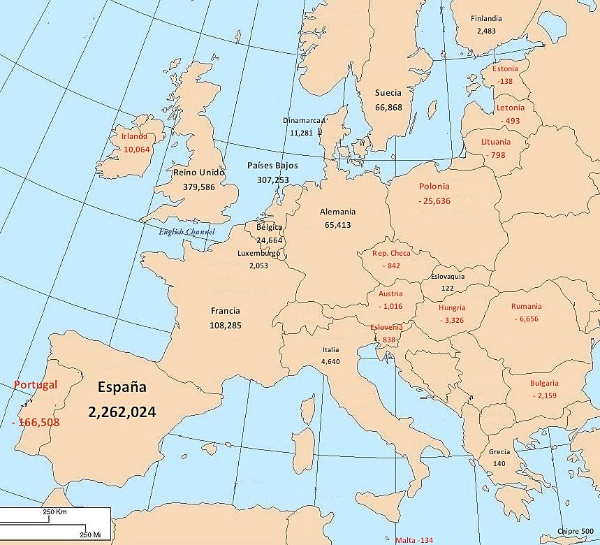 Mapa 4 Mapa 4 Saldo Neto Migratorio de los países de la UE, 2010 Saldo Neto Migratorio de los países de la UE, 2010 Fuente: elaboración propia propia con con información información del Banco del