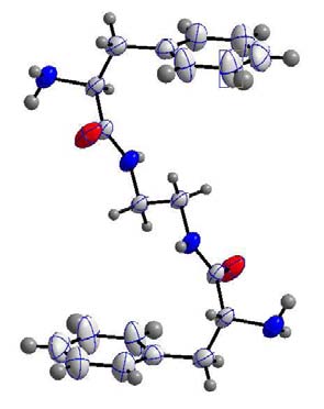 Estructura de los precursores de cadena lineal (n=0-2) Para las bis(amino amidas) con espaciadores de dos y cuatro átomos de carbono derivadas de la fenilalanina, se obtuvieron cristales adecuados
