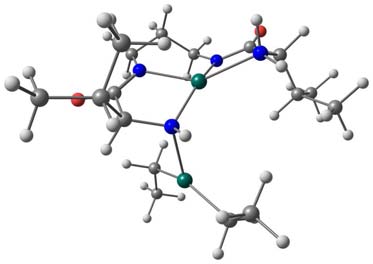 081 Å cuando está coordinado a la amina, lo que equivale a una distancia un 1.9 % más larga que en la molécula de dietilzinc libre.