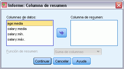 Columnaderesumentotal Columna de resumen controla los estadísticos de resumen del total que resumen dos o más columnas de datos.