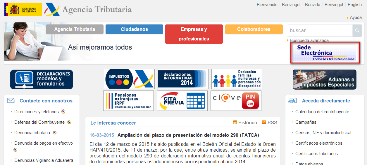 Presentación telemática desde www.agenciatributaria.