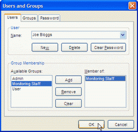 Prim eros Pasos 3. 4. 7.4.2.2 33 Seleccione el grupo de la lista Av ailable Groups. Haga clic en el botón Add o Remov e. O bien, el botón Clear borrara al usuario de su membresía en todos los grupos.