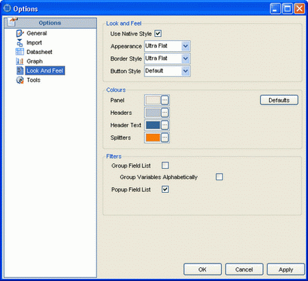 Configurando la base de datos DataSight 59 Cambie la apariencia de DataSight modificando los atributos de apariencia.