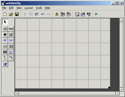 GUIDE: Interface gráfico de matlab (II) Entorno gráfico: El comando GUIDE abre una pantalla con la que se puede dibujar el esquema gráfico del interface, Cada elemento añadido es un objeto con un