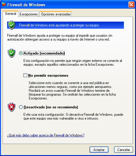 Configuración del Firewall en Windows Vista. En nuestro caso se ha usado Windows Vista un portátil para el caso de roadwarrior.
