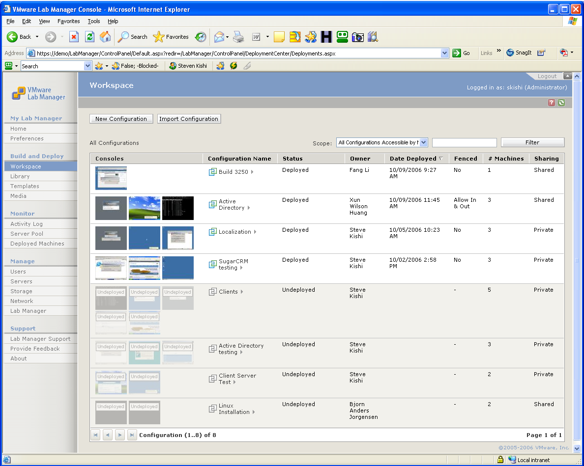 Lab Manager Permite generar una librería de VM y la configuración y provisión automática basada en plantillas.