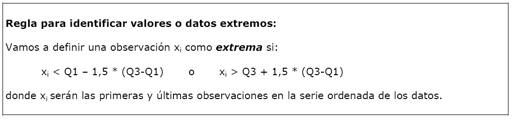 Medidas de Dispersión cont. Los valores extremos por lo general son atribuibles a una de las siguientes causas: La observación se registra incorrectamente.