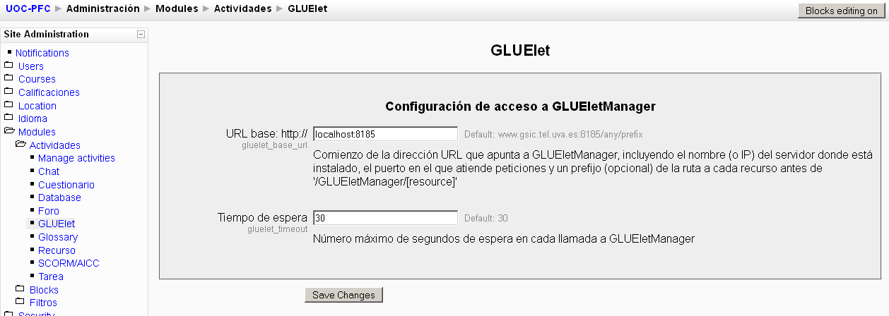 La segunda parte consiste en el registro interno de los adaptadores de las herramientas para ser accedido con GLUEletManager.