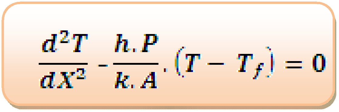 La ecuación diferencial para una aleta de área constante es : Para calcular la ecuación, sabemos que para una aleta cilíndrica: ; valor de k (conductividad térmica) de la varilla de estaño lo