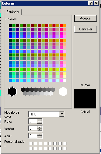 Figura 72 Paleta de Colores TP177b El fondo de la interfaz es negro pues por su carácter ecológico el negro disminuye el consumo de energía en la pantalla y en dado caso de que el usuario quiera