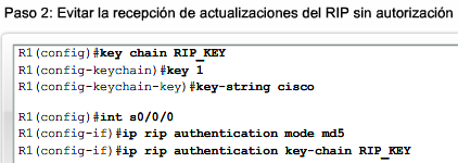 RIP V2 CON OPCIONES DE SEGURIDAD key chain RIP_KEY crear una cadena de claves key 1 Se puede considerar varias claves, pero en