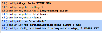EIGRP Crear una cadena de claves para ser utilizada por todos los routers de la red.