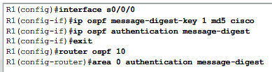 OSPF El primer comando especifica la clave que se utilizará para la
