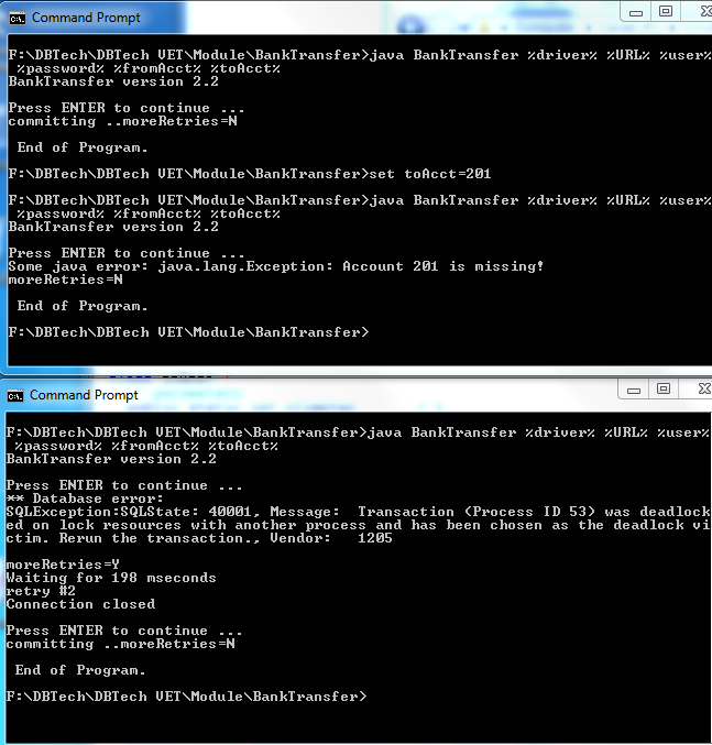 } } Los scripts del Listado 2-2 pueden usarse para probar el programa en un ordenador Windows en dos ventanas de comandos en paralelo.
