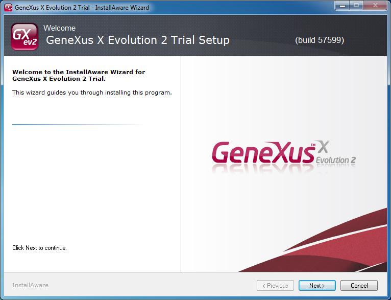 AUTORIZACIÓN 1. Ejecute el archivo de setup de la GeneXus Trial (GenexusTrial.