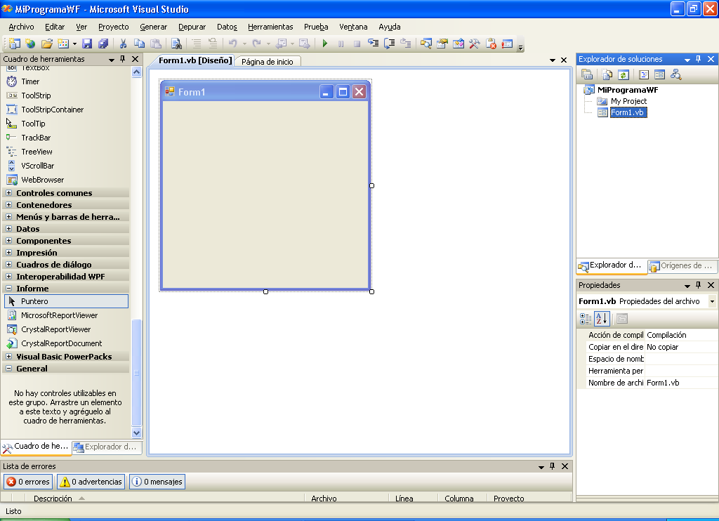 Figura A.2 Ventana Nuevo proyecto Windows Form. A.2 Elegir plantilla de aplicaciones Visual Studio.