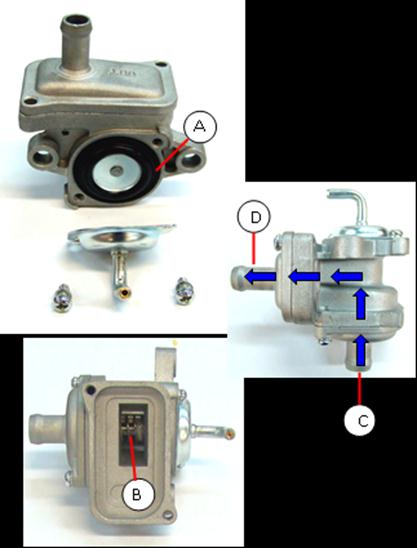 VÁLVULA EAR El motor CGR cuenta con una válvula de inyección secundaria de aire, la cual se encarga de introducir a la salida de la cámara de combustión aire filtrado para mezclarlo con los gases