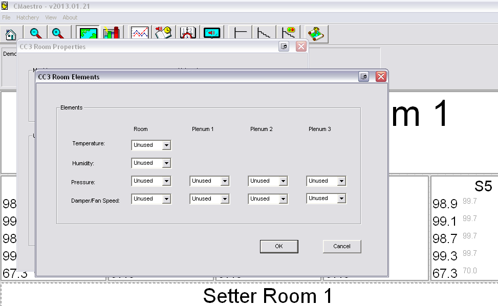 Configurando una Unidad CC3 (Continuado) Disponible Únicamente con el Maestro Muy similar al plenum, usted tendrá una serie de ventanas desplegables para cada uno de los sensores.