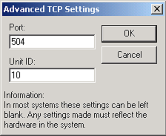 Figure 9-4 Advanced TCP settings Finally click OK to finish the configuration process. Follow the instructions provided with CTSoft to use the product.