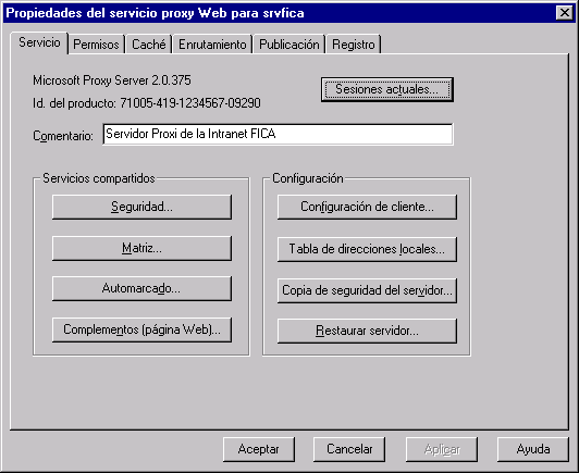 Figura 17: Configuración del Web Proxy H. SERVIDOR DE CORREO.