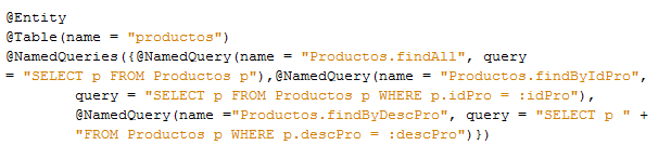 Desarrollo de EJB's Figura 4.3 Anotaciones de Entidad Mapeos objeto-relacional @Table: Especifica la tabla principal relacionada con la entidad. name.