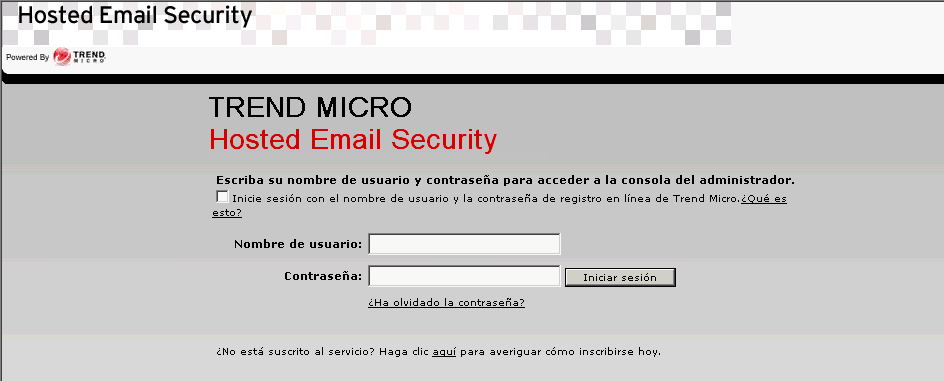 Manual del administrador de Trend Micro Hosted Email Security Desactivar Hosted Email Security Para desactivar Hosted Email Security, es preciso seguir el mismo proceso que empleó para iniciar el