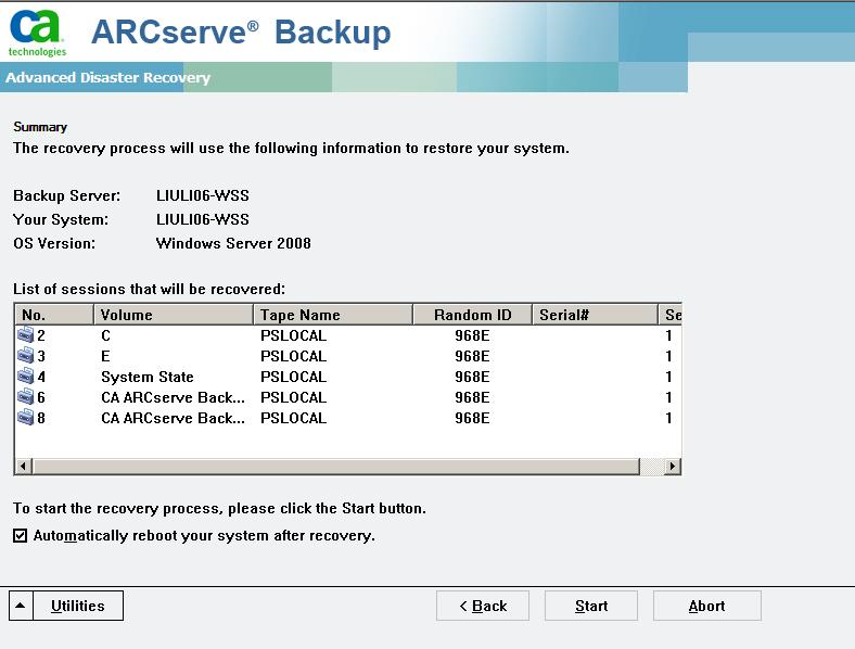 Recuperación de desastres en Windows Server 2003 y Windows XP mediante el método de CD de arranque (de 64 bits) Para el modo Avanzado: a.