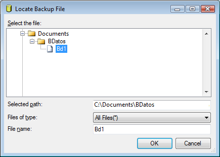 Figura 5a. Ubicación del archivo de backup.